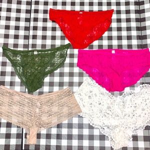 Victoria's Secret LACEY 5 PANTY MIX LOT (L)